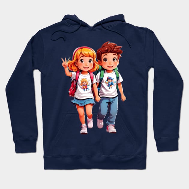 First day of school for two friends Hoodie by BrisaArtPrints